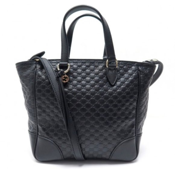 NEW WITH GUCCI DUST BAG Gucci GG Microgussima Small Tote Crossbody in Black - Picture 1 of 7